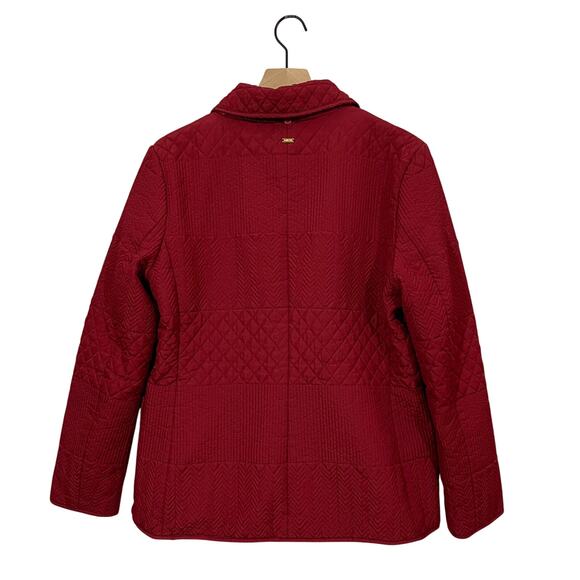 St. John Quilted Zip Front Jacket - Red - Large - Picture 2 of 13